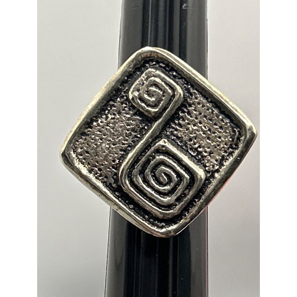 Silver toned ring enigma spiral boho tribal